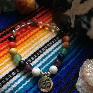 7 chakra bracelet with ohm charm